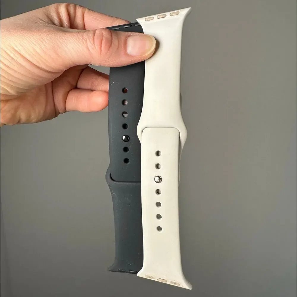 Apple Watch White & Black Rubber Sport Bands Size S/M
